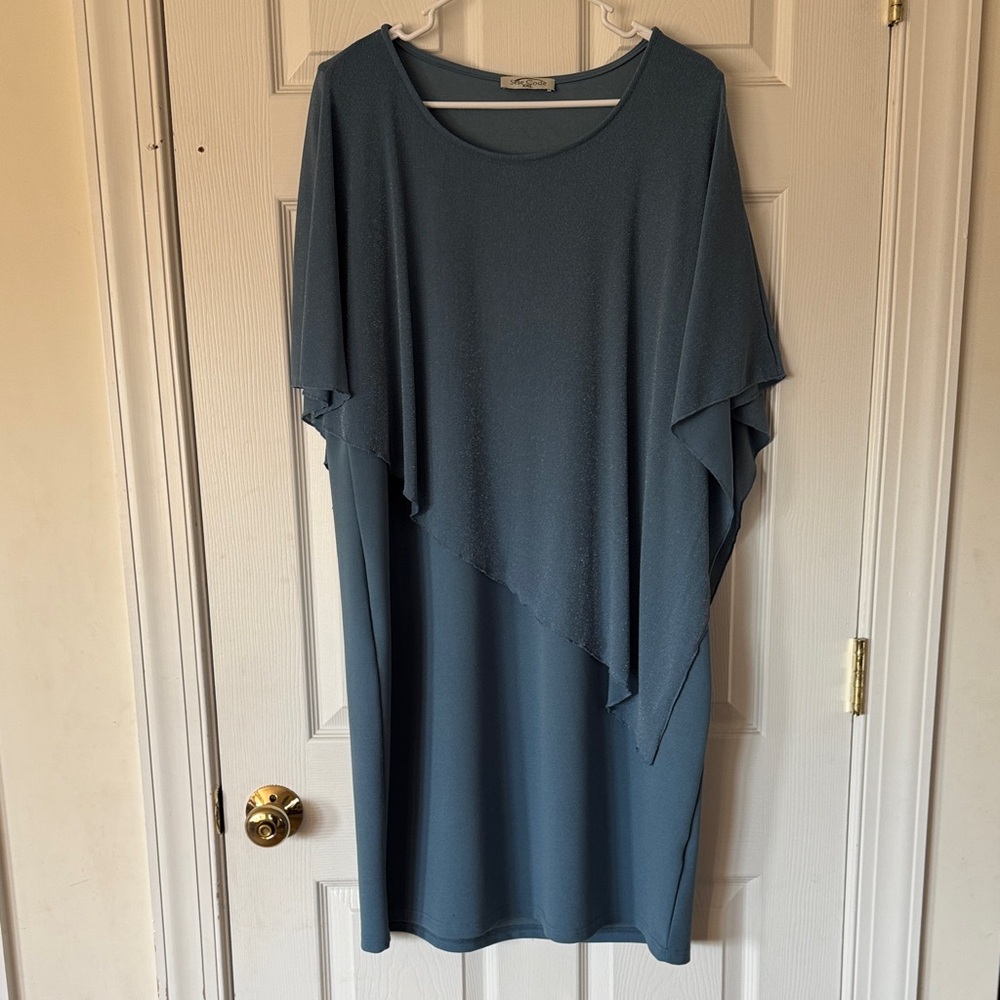 Sese Code Asymmetrical Star Blue Knee Length Pencil Dress - size XXL